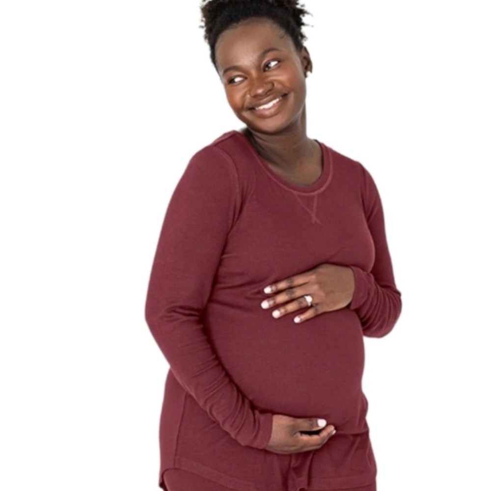 Kindred Bravely Waffle Knit Fleece Nursing‎ & Maternity PJ Top Size S NEW